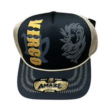 Load image into Gallery viewer, Khaki and Black Zodiac Sign Trucker Hat
