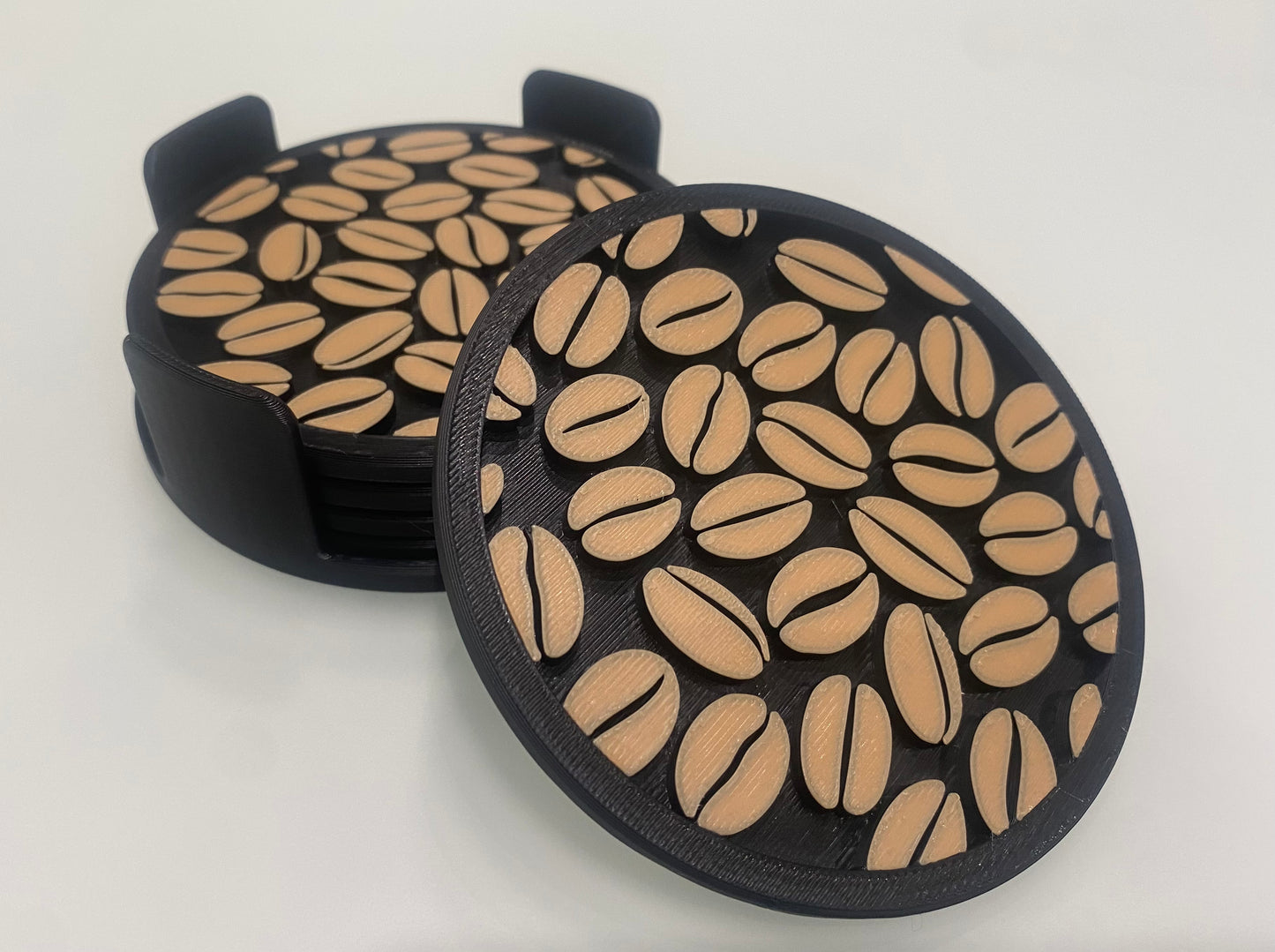 Coffee Bean Coasters with Holder