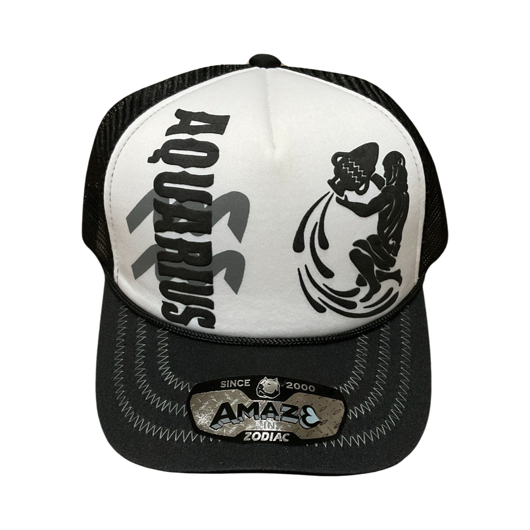 Black and White Zodiac Trucker Hat