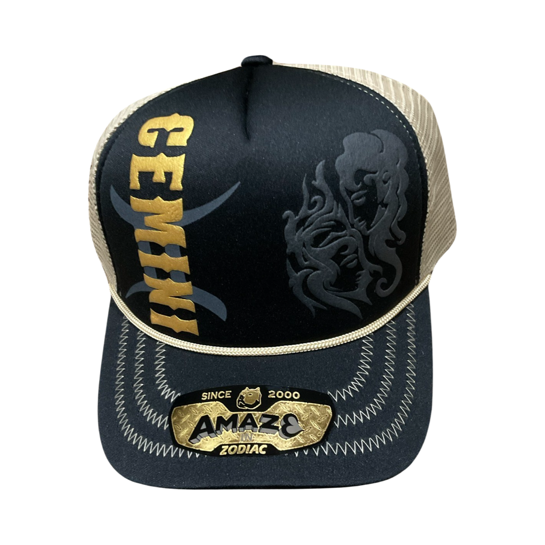 Khaki and Black Zodiac Sign Trucker Hat