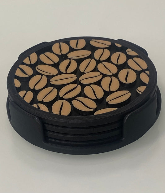 Coffee Bean Coasters with Holder