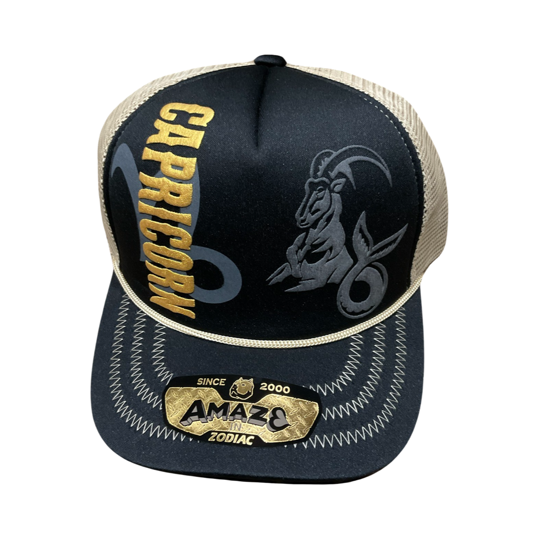 Khaki and Black Zodiac Sign Trucker Hat