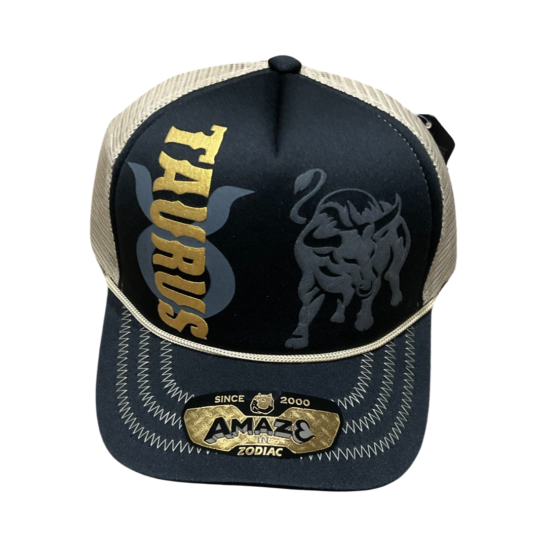 Khaki and Black Zodiac Sign Trucker Hat