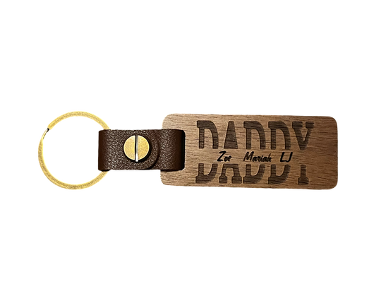 Wooden DADDY Keychain